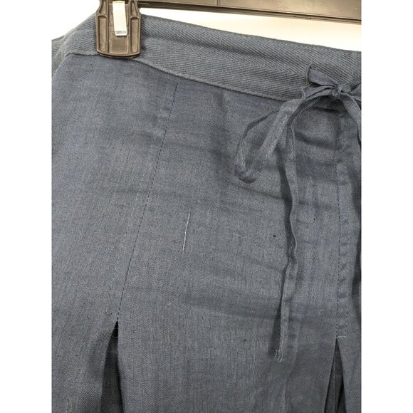 Y2K Banana Republic Midi Full Skirt Women Size 10 100% Linen Pleated Academia - Picture 7 of 12